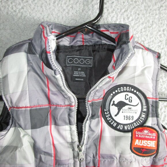 COOGI TODDLER PUFFER VEST JACKET GRAY BLACK RED SIZE 2T POLYESTER - Picture 1 of 3